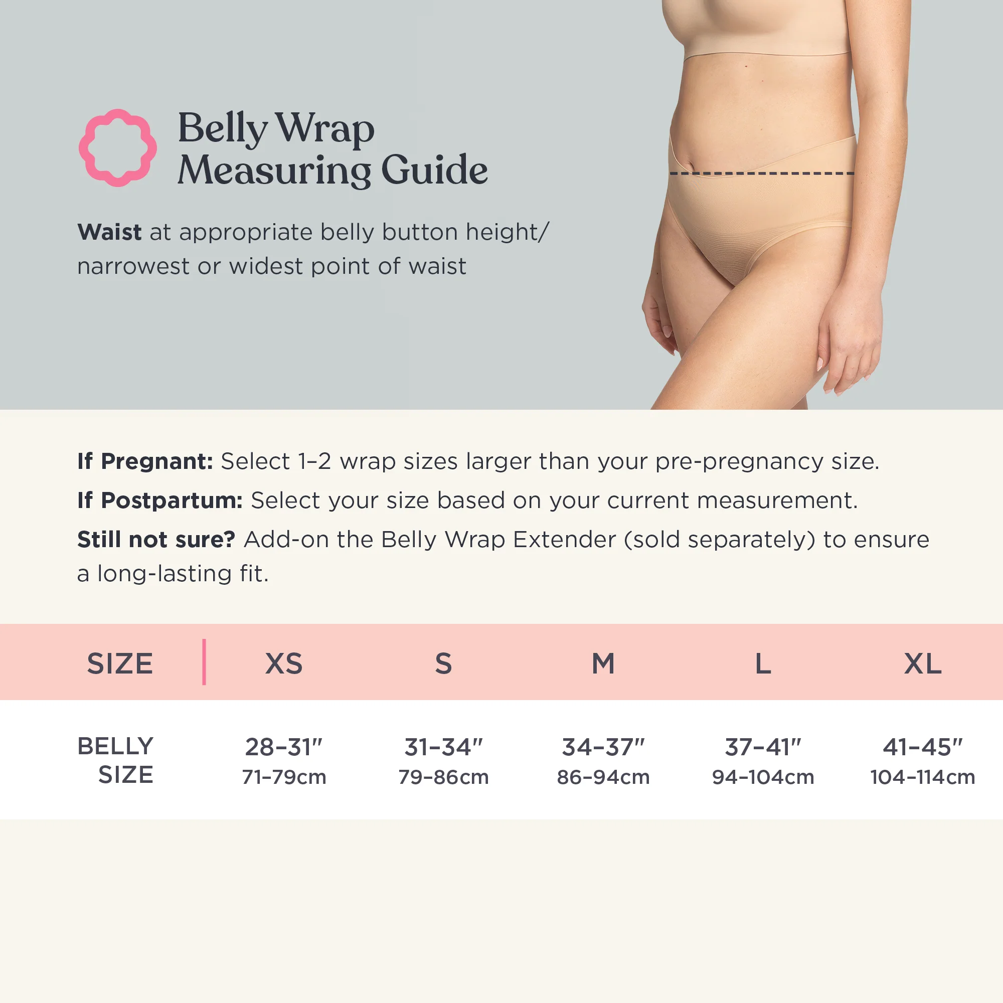 Shortie Postpartum Belly Wrap for Shorter Torsos